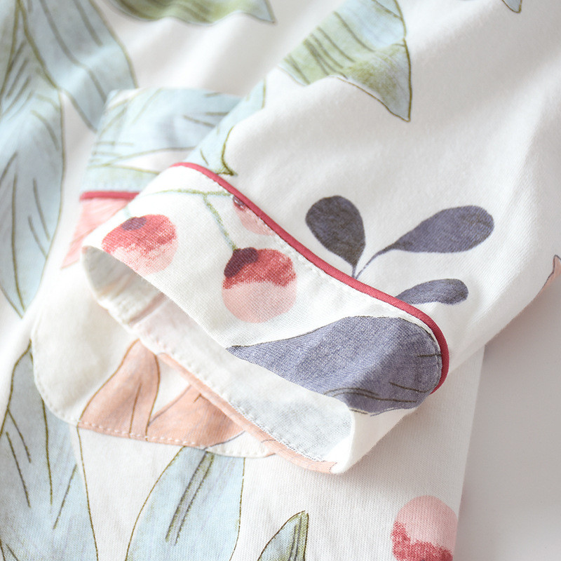 2023 pijamale din bumbac de primăvară și toamnă pentru doamne set din două piese de flori din plante plus cardigan cu mâneci lungi set de serviciu acasă