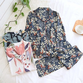 Uus kevad- ja sügisene naiste pidžaamad 100% viskoosist pikkade varrukatega koduriided puhtast puuvillast lilled pluss suuruses kaheosaline komplekt suvine