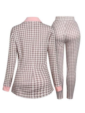 LW Plus Size Houndstooth Παντελόνι Blazer Σετ Γυναικεία Παντελόνια Μπλέιζερ Μπλούζες Μολύβι Παντελόνια δύο τεμαχίων Γραφείο Lady Fashion Outfits Φθινοπωρινά