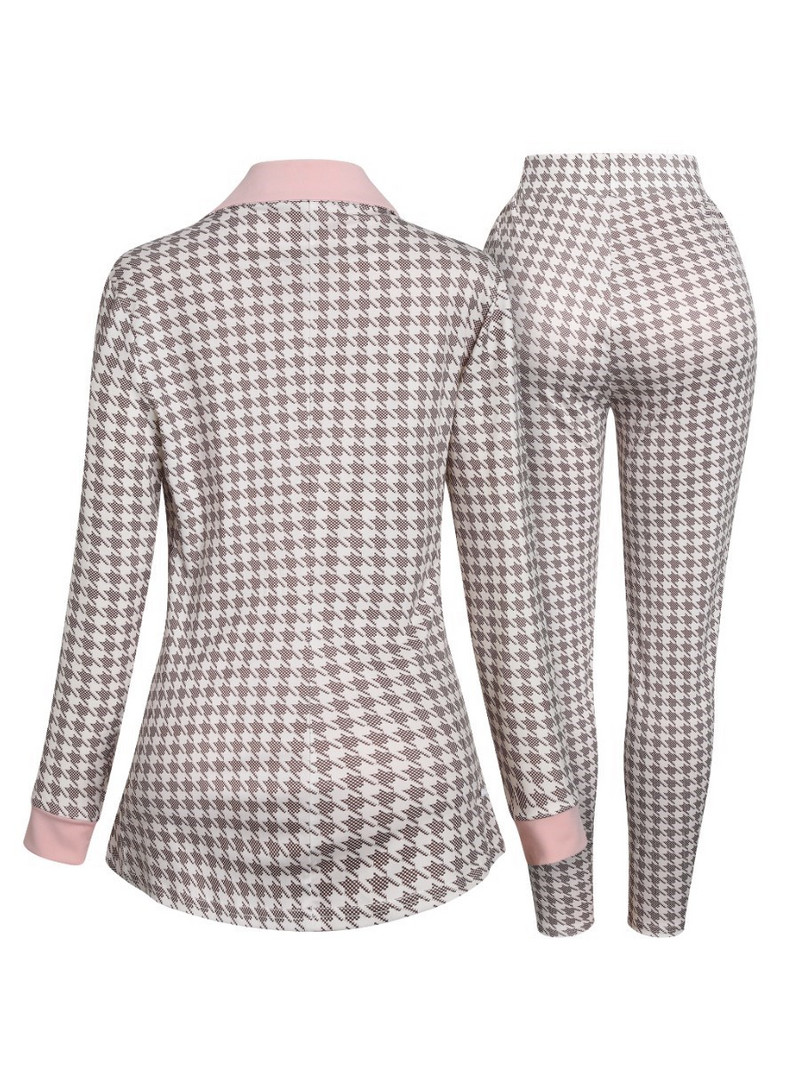 LW Plus Size Houndstooth Blazer Nohavice Set Dámske nohavice Blazers Topy Pencil Nohavice Dvojdielne Kancelárske Lady Módne Outfity Jesenné Outfity