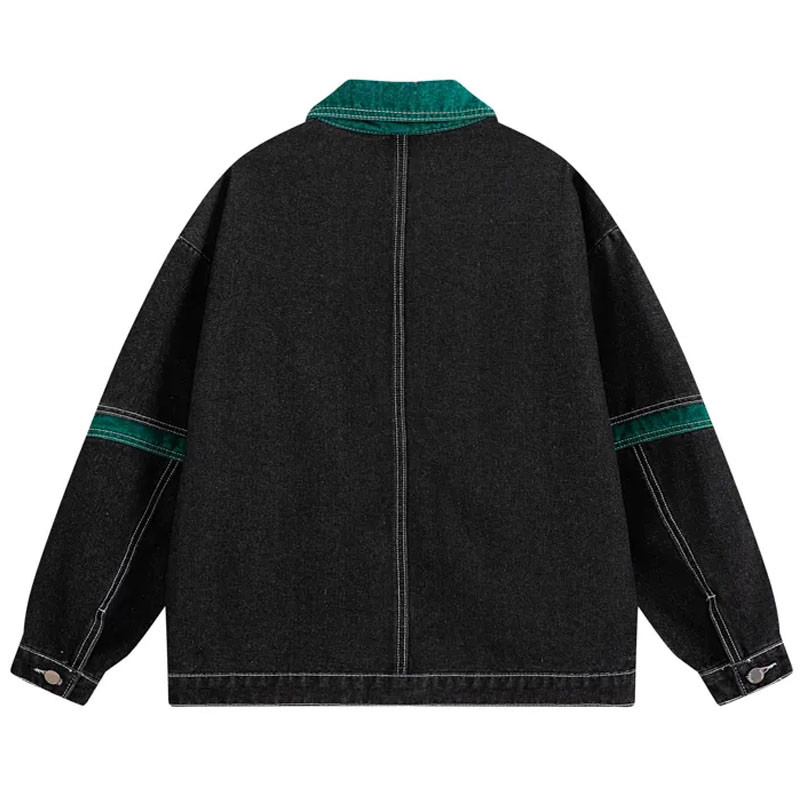 Patchwork farmer dzseki férfi női vonal Dizájn lehajtható gallér Laza alkalmi vintage kabát Uniszex Varsity Bomber felsőruházat őszi