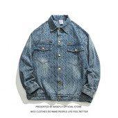 Sügiskevadine täissüdameprinter Teksajakk Unisex Meeste Pesapallipommitaja Unisex Naiste Mantel Kõrge Tänavarõivad Puuvillane