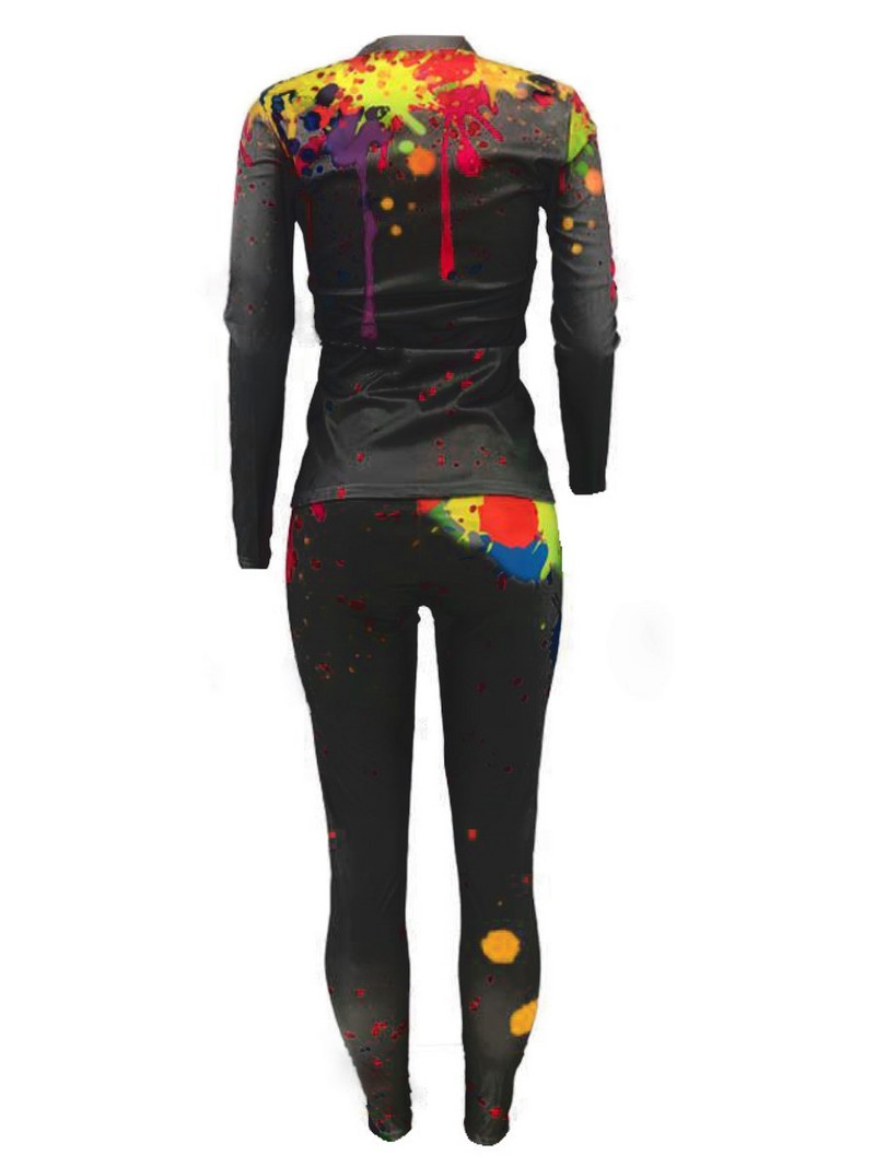 LW Plus Size Two pices σετ Splash Ink Pocket Design Σετ παντελόνι Τζάτζερ Σετ παντελόνι Σπορ αθλητική φόρμα γυμναστικής σετ δύο τεμαχίων