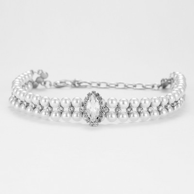 Rhinestones κολάρο σκύλου Luxury designer Pearl κολιέ γάτας Ρυθμιζόμενο λουρί λαιμού Bling διαμαντένιο γιακά για αξεσουάρ κουταβιών γάτας