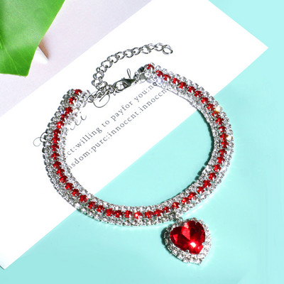 Χαριτωμένο πολυτελές κρυστάλλινο διαμάντι κολάρο για σκύλους κρεμαστό κρεμαστό στρας Αξεσουάρ Ρυθμιζόμενο μικρό κουτάβι γατάκι Κολιέ Κολάρες κατοικίδιων ζώων SM