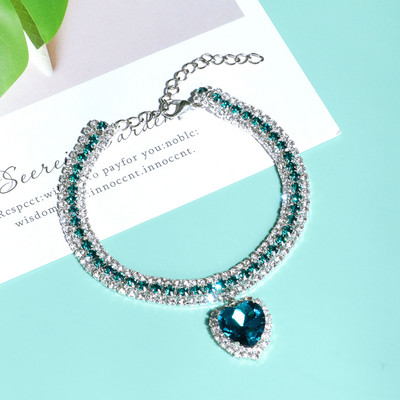 Χαριτωμένο πολυτελές κρυστάλλινο διαμάντι κολάρο για σκύλους κρεμαστό κρεμαστό στρας Αξεσουάρ Ρυθμιζόμενο μικρό κουτάβι γατάκι Κολιέ Κολάρες κατοικίδιων ζώων SM