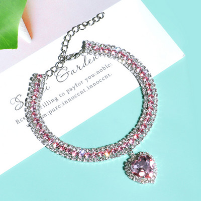 Χαριτωμένο πολυτελές κρυστάλλινο διαμάντι κολάρο για σκύλους κρεμαστό κρεμαστό στρας Αξεσουάρ Ρυθμιζόμενο μικρό κουτάβι γατάκι Κολιέ Κολάρες κατοικίδιων ζώων SM