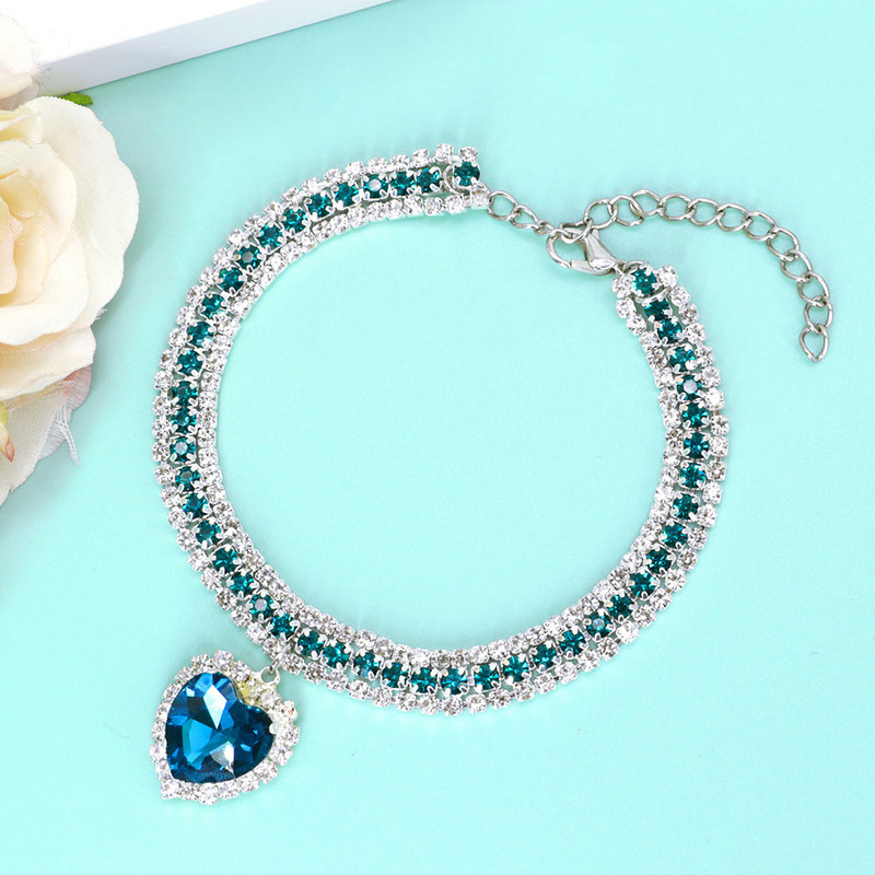 Χαριτωμένο πολυτελές κρυστάλλινο διαμάντι κολάρο για σκύλους κρεμαστό κρεμαστό στρας Αξεσουάρ Ρυθμιζόμενο μικρό κουτάβι γατάκι Κολιέ Κολάρες κατοικίδιων ζώων SM