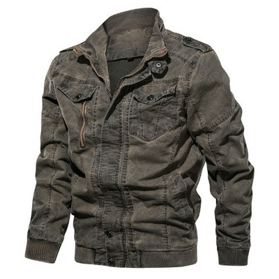Najnovšia vojenská džínsová bunda, pánsky jarný jesenný zips, bavlnené bundy, pánsky slim fit, vintage džínsový kabát, veľká veľkosť 6XL