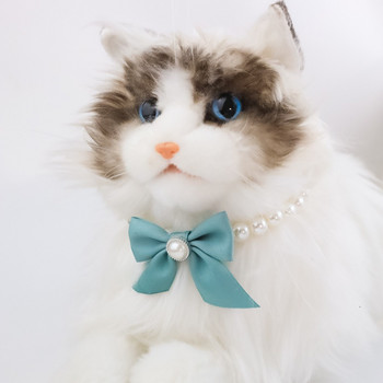 Νέα ειδική τιμή Μοντέρνο κολάρο για κατοικίδια Μικρό κολιέ για σκύλους γάτας με καμπάνα Vintage κοσμήματα Pearl Lady Bow