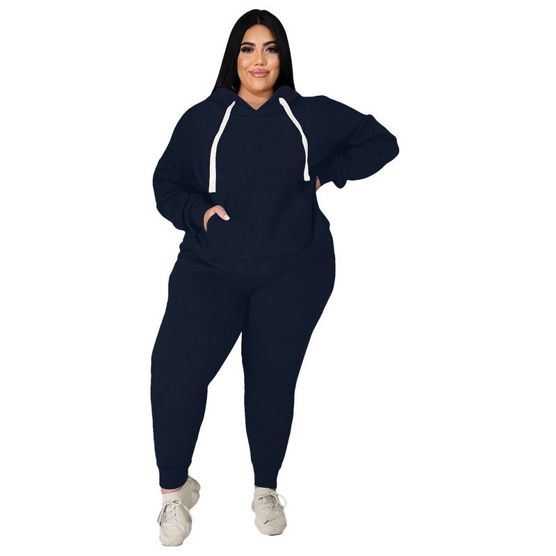 Dámske súpravy 5XL Plus Size, pulóvre, mikiny s kapucňou, topy a nohavice, jeseň/zima, nové, jednofarebné, ležérne, veľké, teplákové súpravy, dámska súprava 2021