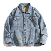 Φθινοπωρινό vintage τζιν μπουφάν Ανδρικό πλυμένο καουμπόικο παλτό Μόδα Κορεατικά Streetwear Slim Fit Jean Outerwear Ρούχα Ανδρικά Γυναικεία 4XL