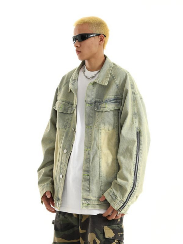 Street Retro vana teksasärk Meeste jope pikkade varrukatega tõmblukuga, kõik sobivad pestud vabaaja kardigan teksajakk Meeste trendikas kaubamärk