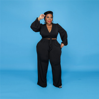 Σετ σε μεγάλο μέγεθος Γυναικεία ρούχα Σετ δύο τεμαχίων Μακρυμάνικα μπλουζάκια και παντελόνια Φθινοπωρινά χαλαρά κοστούμια Dropshipping Χονδρική