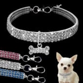 Bling strasszos kutyanyakörv kristály kölyök Chihuahua kisállat kutyanyakörvek póráz kis közepes kutyáknak Mascotas kiegészítők SML rózsaszín