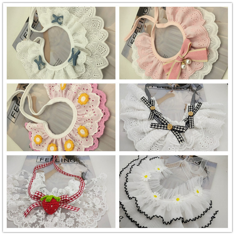 Csipke Kutya Bandana Nyomtatott Puha Nyakörv Öltöztetős Kisállat nyakkendő Kellékek Macska sál Virágos szalag Chihuahua kiskutya cica pórázhoz