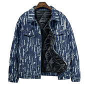 Мъжко зимно топло палто със сваляща се подплата, удебелено скъсано дънково яке, горно облекло