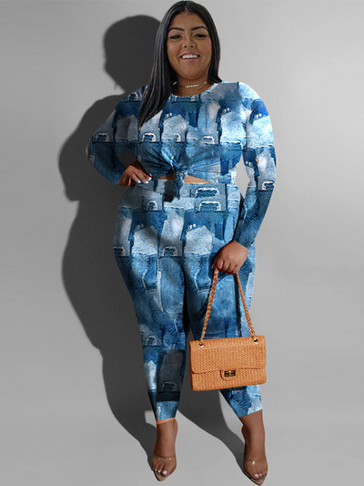 Komplektid naistele, 2-osaline, sügisene suur ülikond Sexy Curve plusssuuruses naiste elegantsed püksid ja pluusikomplekt hulgimüük Dropshipping