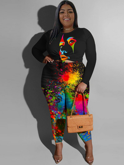 Komplektid naistele, 2-osaline, sügisene suur ülikond Sexy Curve plusssuuruses naiste elegantsed püksid ja pluusikomplekt hulgimüük Dropshipping