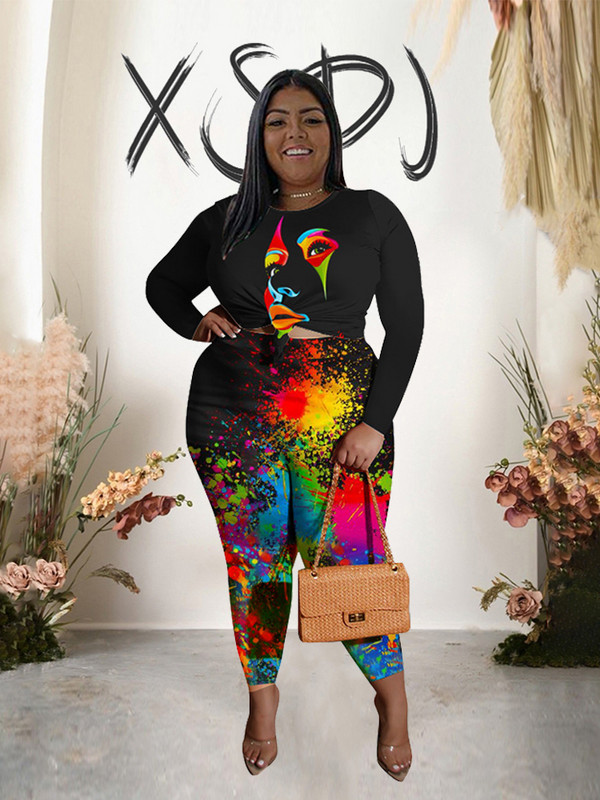 Komplektid naistele, 2-osaline, sügisene suur ülikond Sexy Curve plusssuuruses naiste elegantsed püksid ja pluusikomplekt hulgimüük Dropshipping