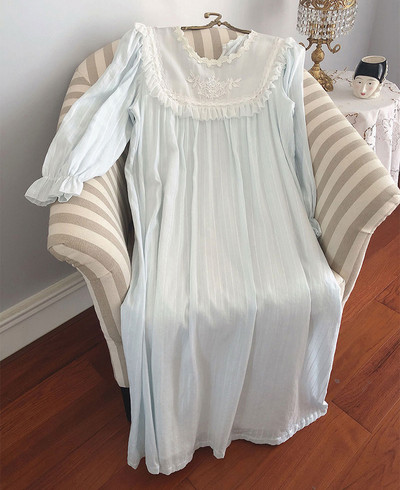 Πυτζάμες Γυναικείο φόρεμα Πριγκίπισσα Πυζάμες Vintage Παλάτι Στυλ Δαντέλα Κεντημένο Νυχτικό Βικτωριανό Νυχτικό Σαλόνι Πυζά