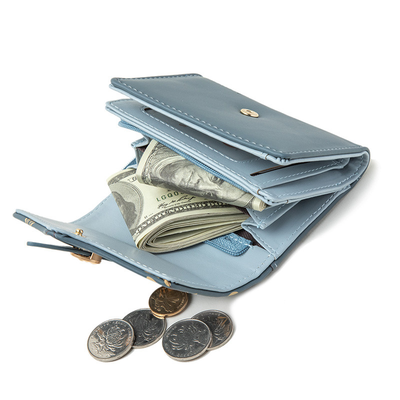 Divatos női rövid pénztárcák PU puha nyomtatott övcsat háromszoros rövid pénztárca diákérmék női érme pénztárca Carteras Para Mujer