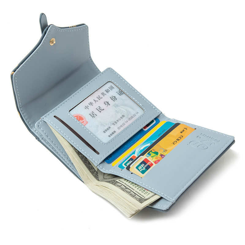 Divatos női rövid pénztárcák PU puha nyomtatott övcsat háromszoros rövid pénztárca diákérmék női érme pénztárca Carteras Para Mujer