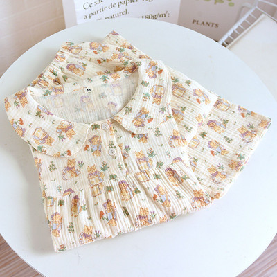 2023 Ženska pidžama 2-dijelni set 100% pamuk gaza Hlače dugih rukava Pidžama sa crtićem slatkog zeca Kućna odjeća Ženska odjeća za spavanje