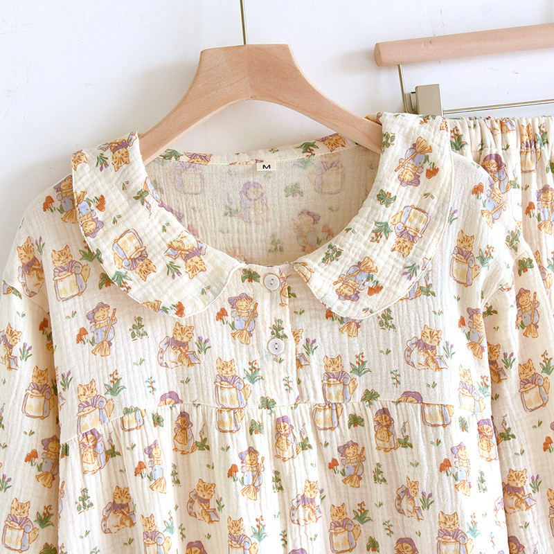 2023 Ženska pidžama 2-dijelni set 100% pamuk gaza Hlače dugih rukava Pidžama sa crtićem slatkog zeca Kućna odjeća Ženska odjeća za spavanje