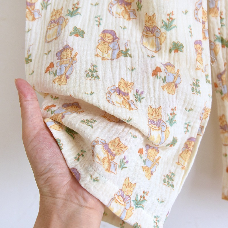 2023 Ženska pidžama 2-dijelni set 100% pamuk gaza Hlače dugih rukava Pidžama sa crtićem slatkog zeca Kućna odjeća Ženska odjeća za spavanje