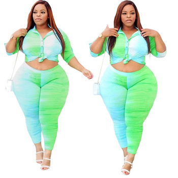 5XL Two Piece Outfits for Women Top and Pants Σετ Streetwear Plus Size αθλητικές κολάν Φούτερ Χονδρική Dropshipping