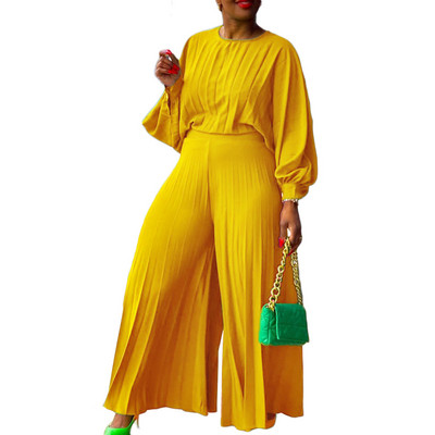 Σετ παντελονιών με μασίφ βολάν Πουκάμισα και φαρδιά παντελόνια Γυναικεία μόδα 2023 Καλοκαίρι Γυναικείο Σετ ασορτί δύο τεμαχίων