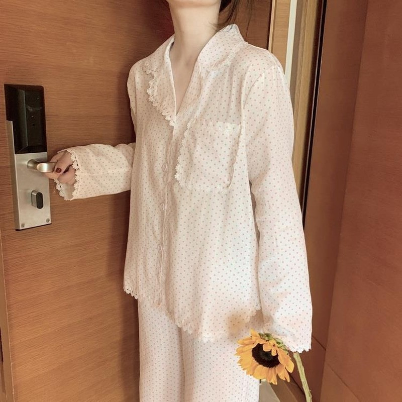 Pidžaamakomplektid Naiste pikkade varrukatega topid, täispikad püksid, armsad tüdrukud, lahtised hubased öörõivad, trendikad naiste salongpits šikk