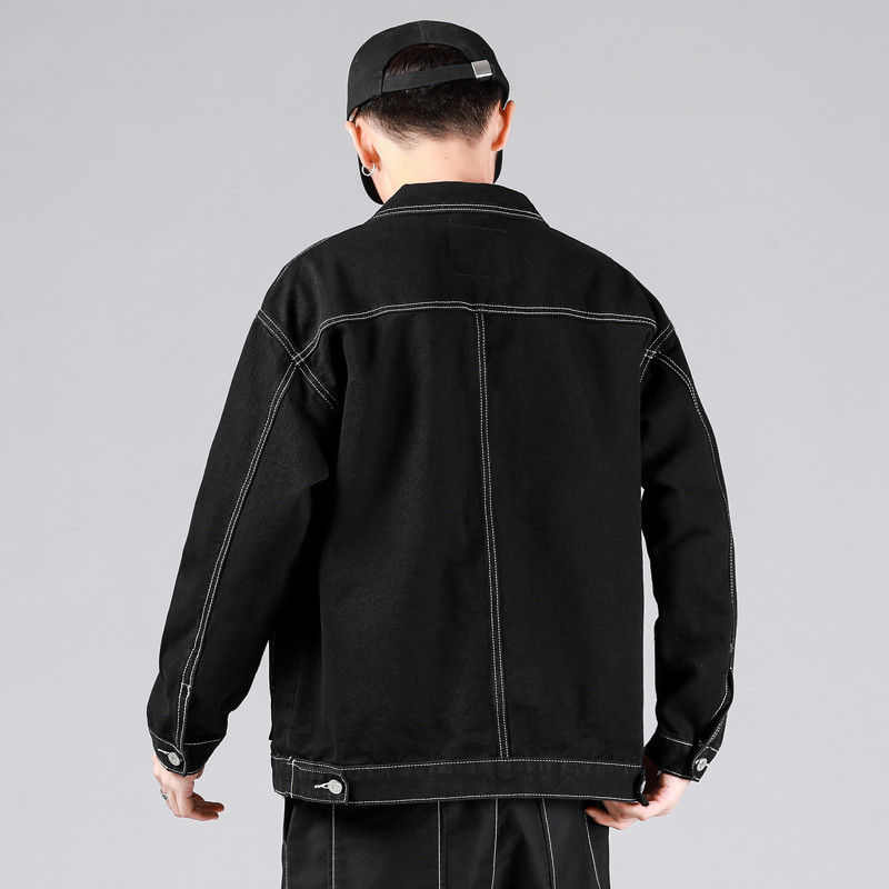 Φθινοπωρινό νέο ανδρικό μαύρο τζιν μπουφάν μόδας Vintage street style casual βαμβακερό παλτό ελαστικότητας Ανδρικά επώνυμα ρούχα