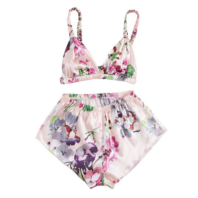 Ženska odjeća za spavanje Kompleti satenskih svilenih pidžama za spavanje Sweet Girls Pidžama bez rukava Komplet kratkih gaćica za spavanje Pidžama