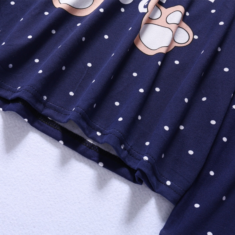 Női hosszú ujjú, medvemintás felsők és nadrágok, Wave Point pizsamakészlet hálóruha