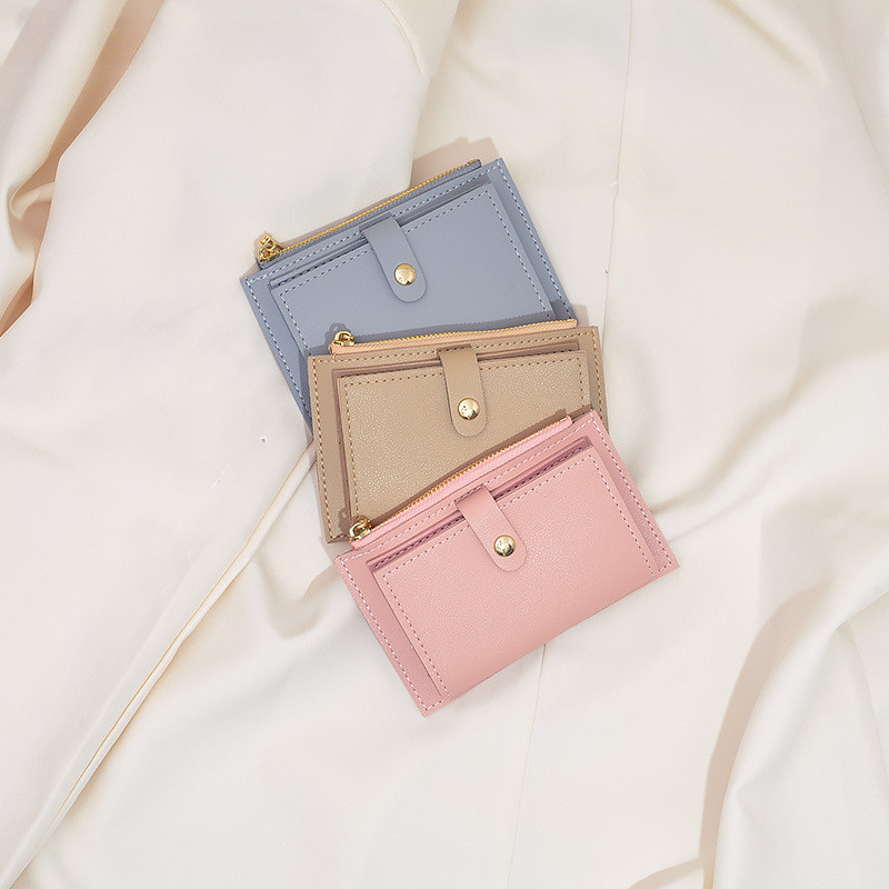 Μίνι γυναικεία θήκη κάρτας PU Δερμάτινο επαγγελματικό πορτοφόλι με κοντή κάρτα Γυναικείο λεπτό μινιμαλιστικό πορτοφόλι με φερμουάρ Porta Credencial