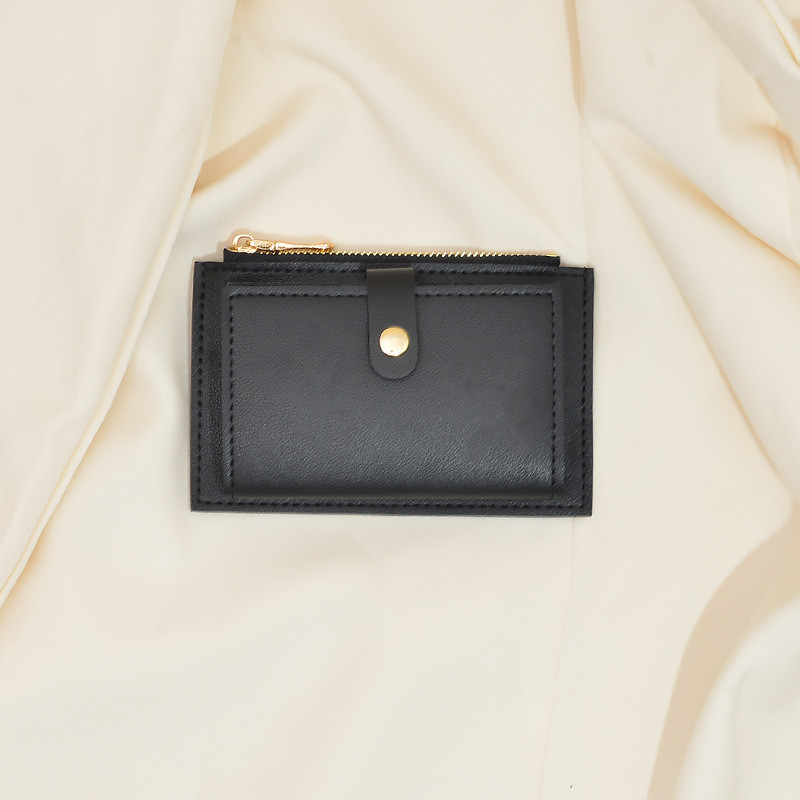Μίνι γυναικεία θήκη κάρτας PU Δερμάτινο επαγγελματικό πορτοφόλι με κοντή κάρτα Γυναικείο λεπτό μινιμαλιστικό πορτοφόλι με φερμουάρ Porta Credencial