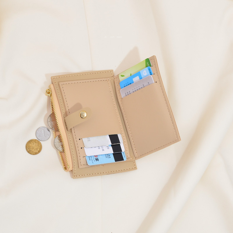 Μίνι γυναικεία θήκη κάρτας PU Δερμάτινο επαγγελματικό πορτοφόλι με κοντή κάρτα Γυναικείο λεπτό μινιμαλιστικό πορτοφόλι με φερμουάρ Porta Credencial