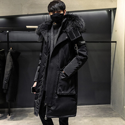 2023 Winter New Korean Men Parka Thicken Over The Knee Μακρύ ανδρικό πουπουλένιο παλτό Μοντέρνο μοδάτο γούνινο γιακά παλτό Streetwear