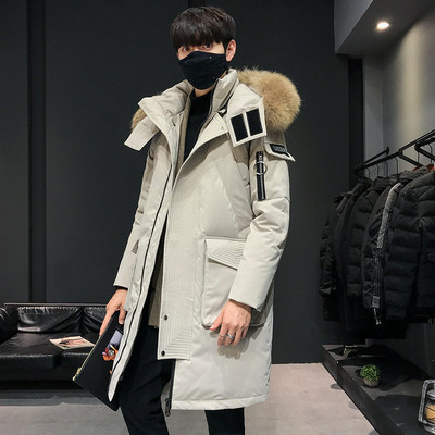 2023 Winter New Korean Men Parka Thicken Over The Knee Μακρύ ανδρικό πουπουλένιο παλτό Μοντέρνο μοδάτο γούνινο γιακά παλτό Streetwear