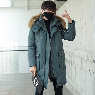 2023 Winter New Korean Men Parka Thicken Over The Knee Μακρύ ανδρικό πουπουλένιο παλτό Μοντέρνο μοδάτο γούνινο γιακά παλτό Streetwear