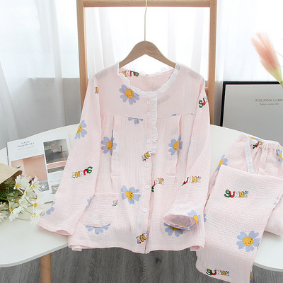 Uus puuvillane sünnitus kevad ja suvine uus naistekoduteenus rasedate suur imetav armas lilleline magamisriiete komplekt