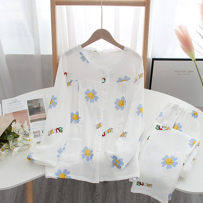 Uus puuvillane sünnitus kevad ja suvine uus naistekoduteenus rasedate suur imetav armas lilleline magamisriiete komplekt