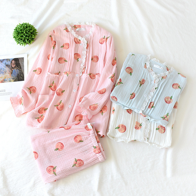 Uus puuvillane sünnitus kevad ja suvine uus naistekoduteenus rasedate suur imetav armas lilleline magamisriiete komplekt