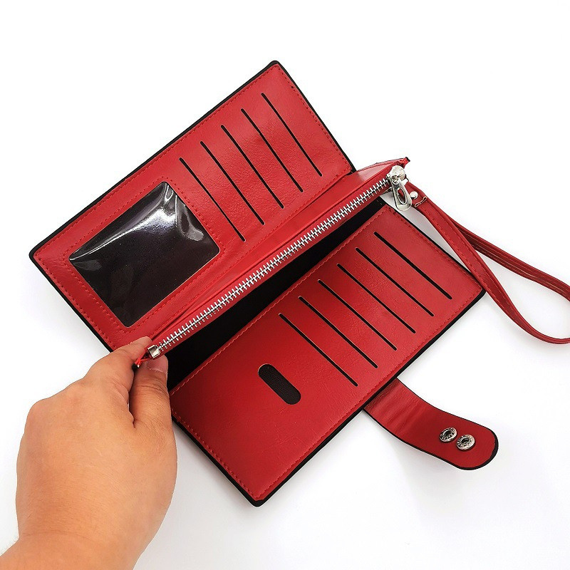 Portofele lungi din piele la modă pentru femei, fete, de capacitate mare, suport pentru carduri pentru femei, geantă clasică pentru monede, cu fermoar, poșetă, poșetă