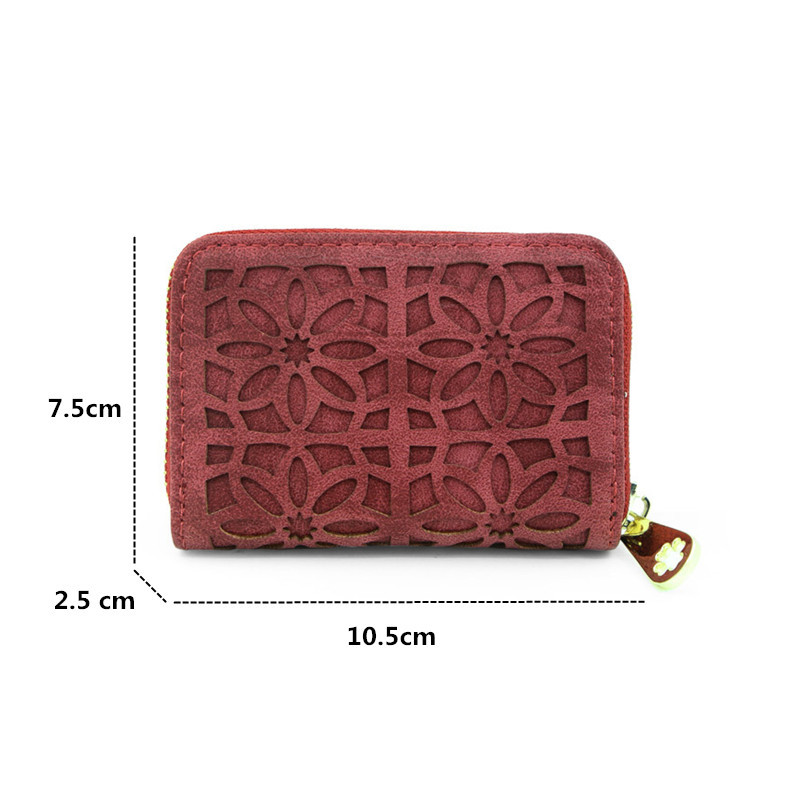 Νέα γυναικεία κούφια θήκη κάρτας Φερμουάρ Παγωμένη δερμάτινη θήκη επαγγελματικής κάρτας Πορτοφόλι κέρματος Κάλυμμα διαβατηρίου Κάρτες πορτοφόλι Πορτοφόλια Carteira