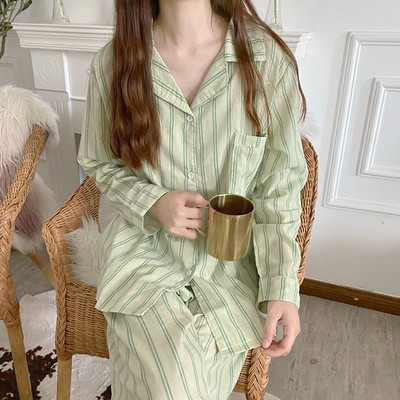 Ιαπωνία Ρετρό Σετ Πυτζάμες Γυναικεία Φθινοπωρινά βολάν με γιακά Sailor Κομψά μαύρα τρυφερά Νέα άφιξη Νυχτικά σαλονιού χαλαρά άνετα μακρυμάνικα