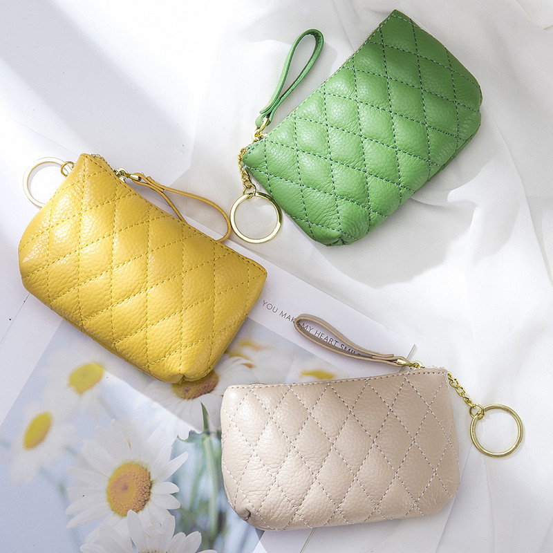 Νέο  δερμάτινο τσαντάκι με φερμουάρ μεγάλης χωρητικότητας Συμπλέκτης Τσάντα νομισμάτων Γυναικεία πορτοφόλια Μικρή θήκη για κάρτες Πορτοφόλι θήκης Monedero Mujer