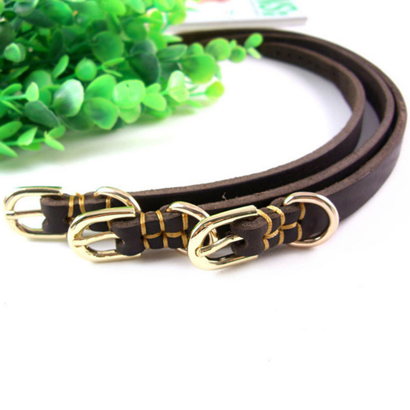 Guler pentru câini mijlocii și mici Guler pentru câini din piele naturală, ajustabil, maro moale, din piele naturală, pentru cățeluș pentru pudel.